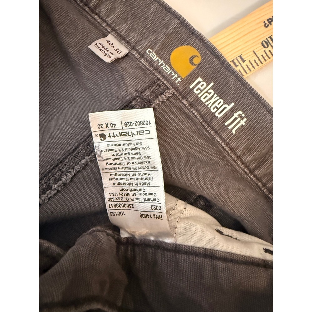 Carhartt Relaxed Fit Double Knee Work Pants Gray Mens Utility 40x30 102802-029 - Picture 3 of 7